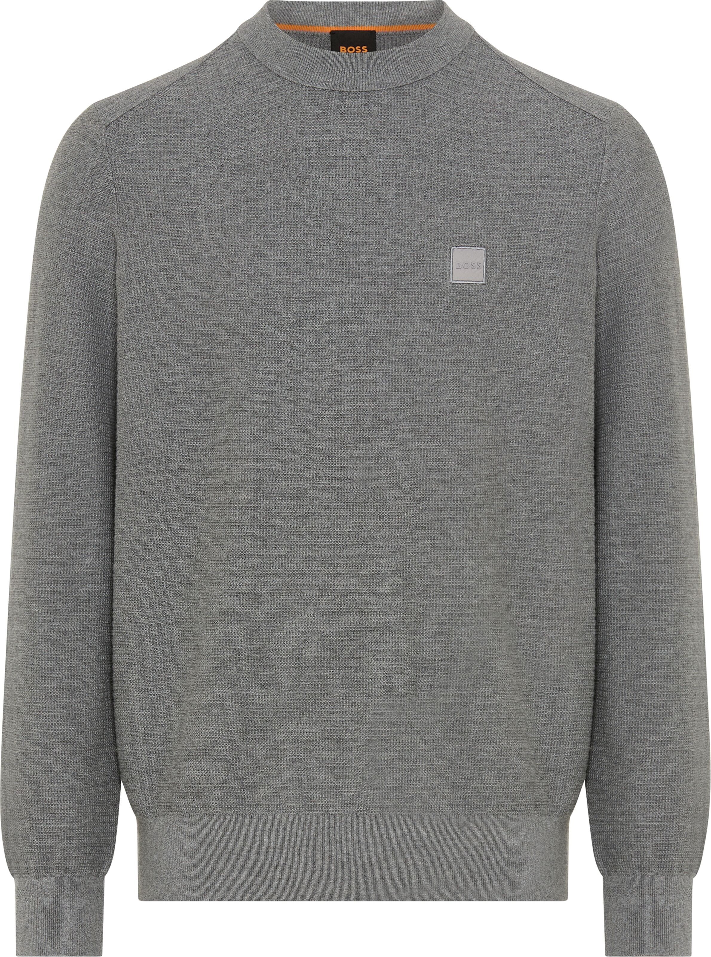 Strickpullover BOSS ORANGE "Anion Cotton Cashmere", Herren, Gr. 3XL, grau (silber041), Strick, Obermaterial: 95% Baumwolle, 5% Kaschmir, regular fit normal, Rundhals, eingesetzt Bündchen, Pullover Strickpullover, Rundhalsausschnitt, Regular Fit, BOSS-Labe