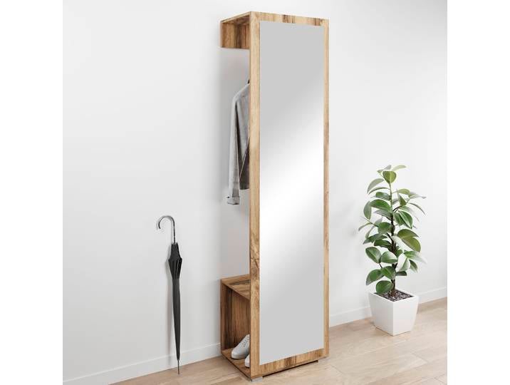 Garderobenschrank GOODPRODUCT Paris , braun (votan eichefarben, votan eichefarben), B:50cm H:190cm T:35cm, Schränke, Garderobenschrank, moderne Garderobenschrank 190cm, mit Kleiderstange und Frontspiegel