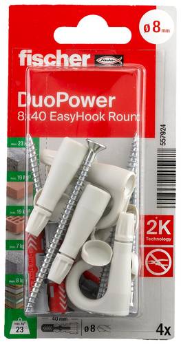 Fischer DuoPower 8x40 EasyHook Round K (4) Dübelsortiment 557924 1 Set