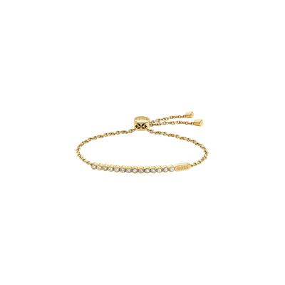 Armkette BOSS "KASSY DIVINE", gold (gelbgoldfarben, kristallweiß, kristallweiß), Armbänder, Damen, 17,5cm, Edelstahl, Armkette, mit Glasstein