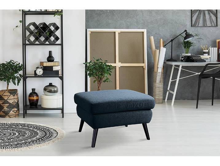 Tabouret rembourré 72 x 47 x 62cm Bleu Noir Tissu Sioma: Bleu foncé
