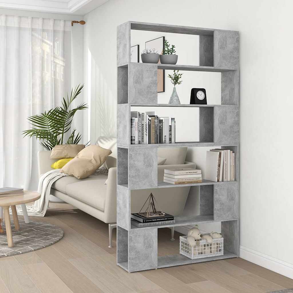 vidaXL Estantería divisor de espacios gris hormigón 100x24x188 cm Gris