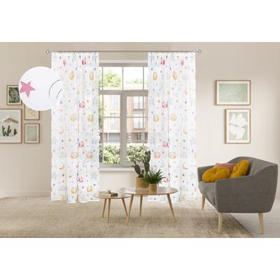 Gardine OTTO HOME "Morgann, 1 Stück, Kräuselband, verspieltes Design", bunt (multi), B:140cm H:225cm, Polyester, Gardinen, Gardine, Kräuselband, verspieltes Design, Pflegeleicht, transparentes Material