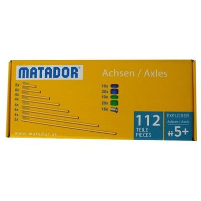 MATADOR 11220 - Explorer Achsen-Set, 112 Teile, Baukasten-Erweiterung, Holz, Konstruktionsbaukasten, ab 5 Jahren, Spielend lernen!