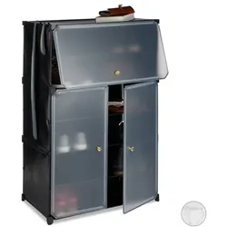 Relaxdays Schuhschrank Kunststoff Gold,Schwarz,Transparent