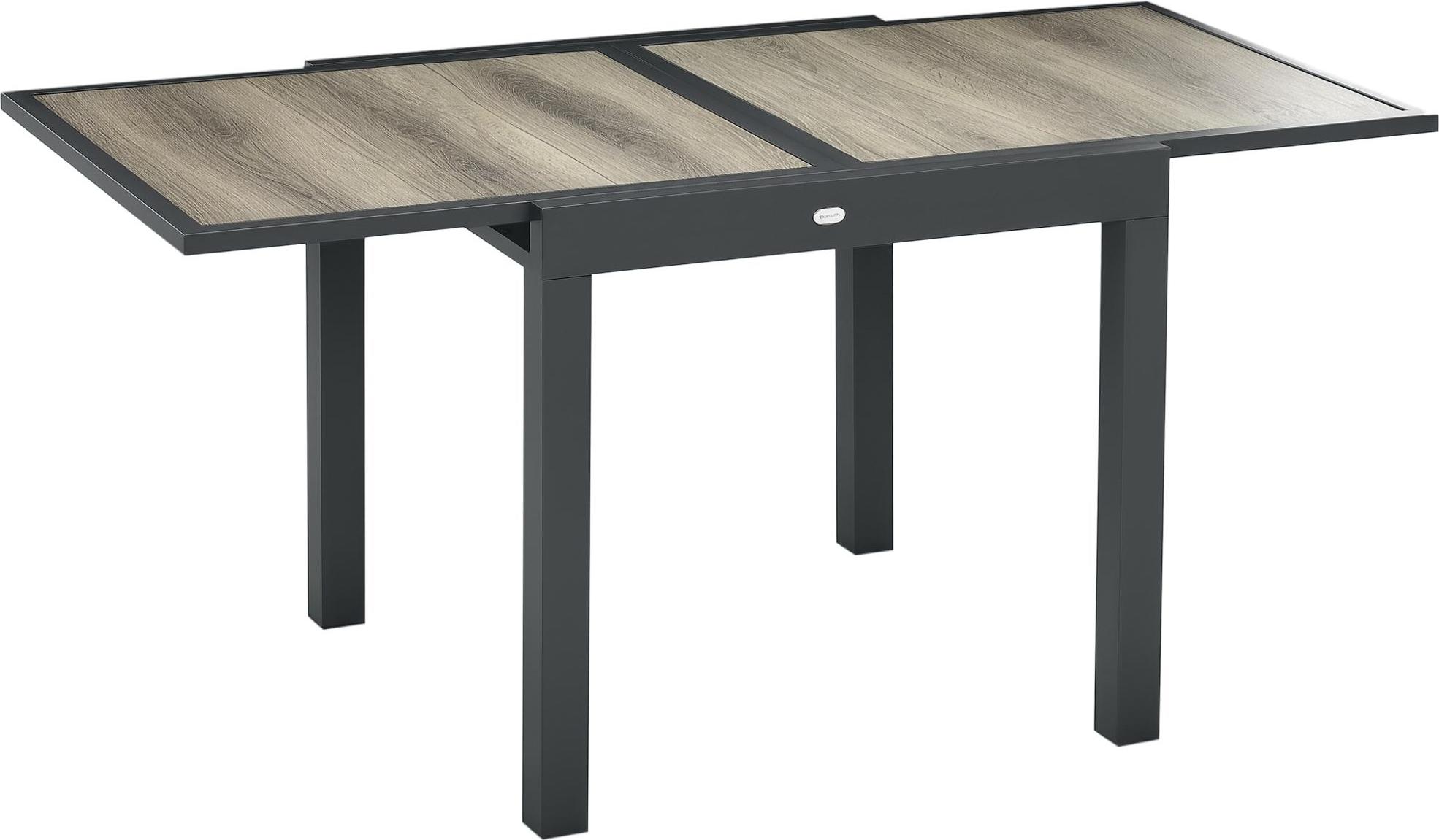 Gartentisch,ausziehbar,pflegeleicht,Aluminiumrahmen,Holzoptik,160x80x75cm