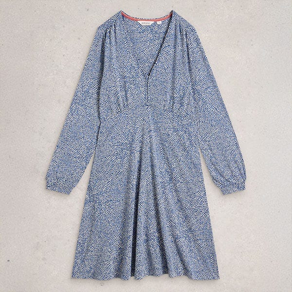 White Stuff Megan Jersey Dress Blue Multi