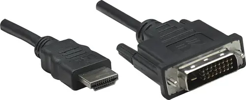 Manhattan HDMI / DVI Adapterkabel HDMI-A Stecker, DVI-D 24+1pol. Stecker 1.00m Schwarz 322782 HDMI-Kabel