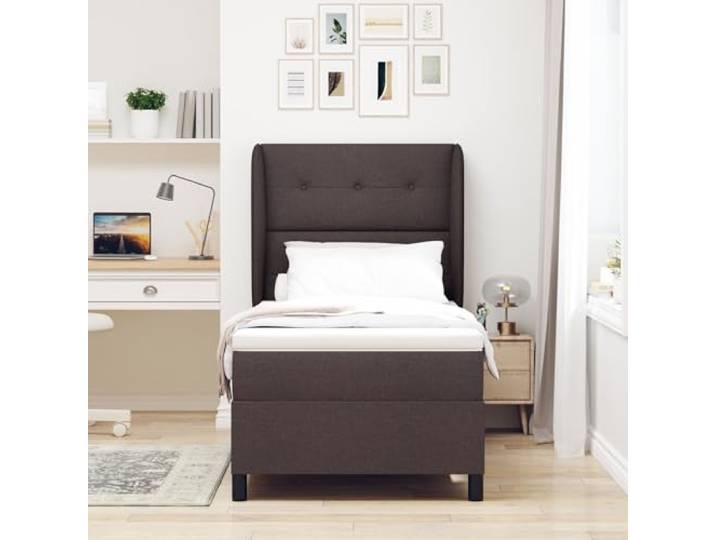 SKTQYQO Boxspringbett mit dunkelbrauner Matratze Multifunktionales Bett Mehrzweckbettrahmen Geeignet für Hotels und Studios 100x200cm Stoff