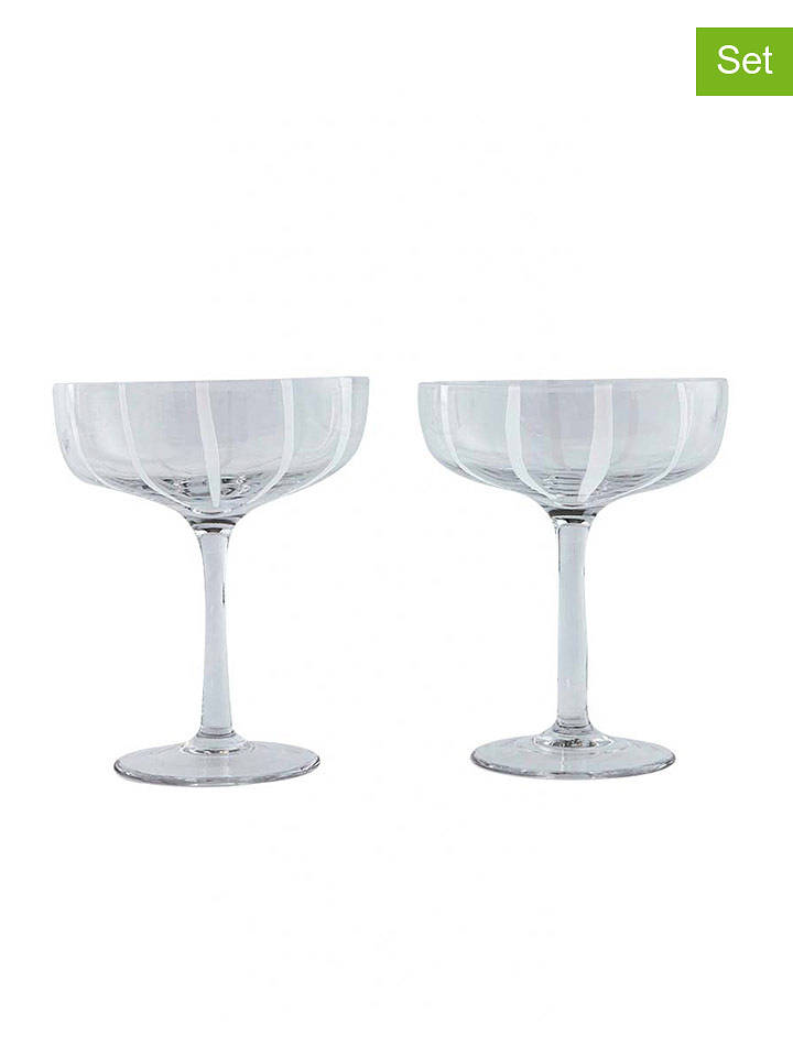 OYOY living design 2er-Set: Coupe-Gläser ''Mizu'' in Weiß - 230 ml - onesize