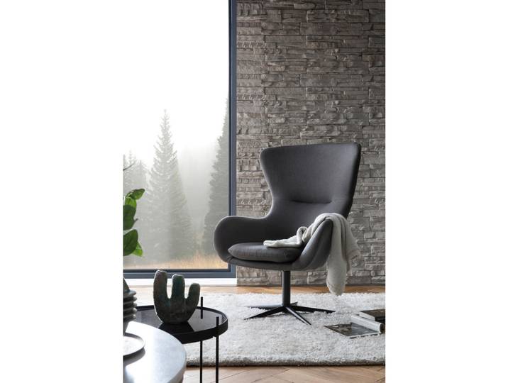 Livetastic Sessel, Dunkelgrau, Metall, 78x99x82 cm, Sitzfläche 360° drehbar, Wohnzimmer, Sessel, Polstersessel