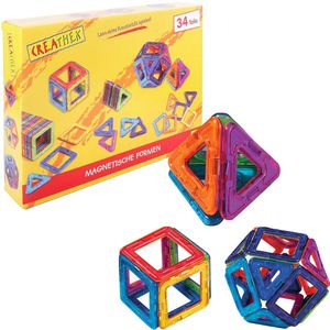 CREATHEK Bausteine 63016501, ab 3 Jahre, Magnetische Formen, 34 Stück