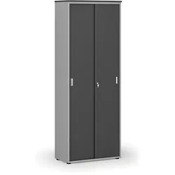 Büroschrank mit Schiebetür, 800 x 420 x 2128 mm, grau/Graphit
