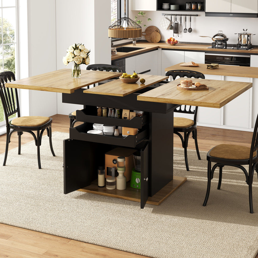 Latitude Run 140 cm Extendable Rectangular Dining Table Black