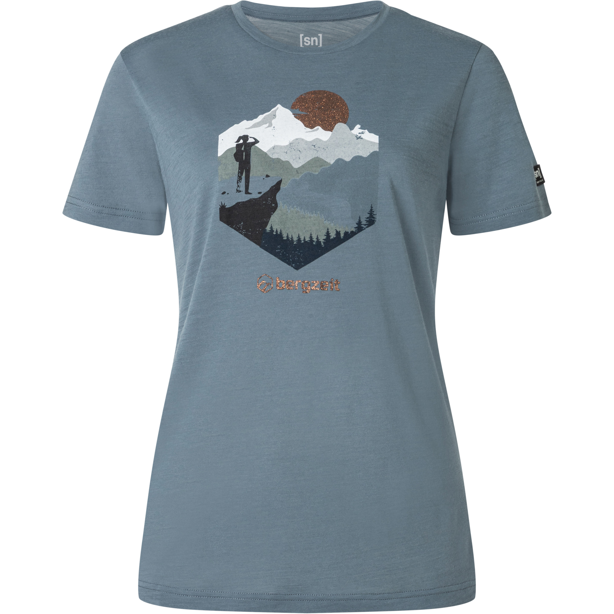 Super.Natural Bergzeit What A View Damen T-Shirts blau Größe XL Trekking Hautfreundlich Merinowolle