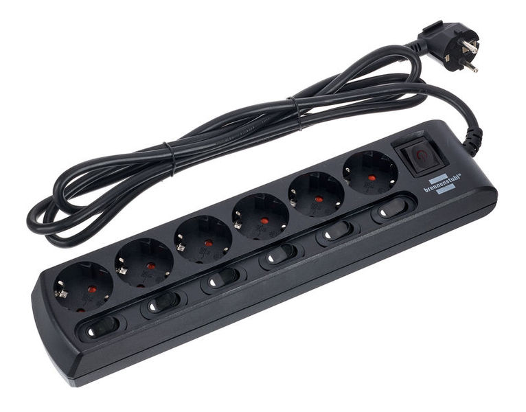 Brennenstuhl 6-Way Socket Device Switchs BK nero