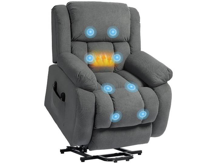 ComfortXL Massagesessel De-06386 Mit Massage- & WäRmefunktion, elektrische Aufstehhilfe, 150° neigbar Grau, Metall, 104x100x93 cm, Wohnzimmer, Sessel, Massagesessel