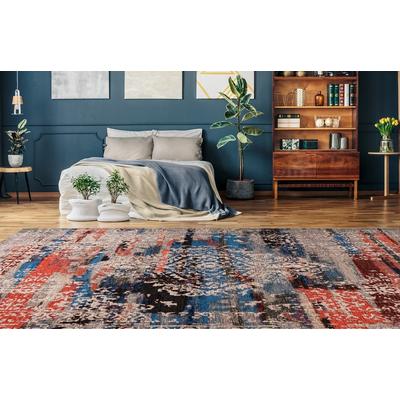 Teppich PADIRO "Charme 425", bunt (multi, rot), B:160cm H:5mm L:230cm, Baumwolle, Chenille, Polyester, Teppiche, Teppich, Chenille Flachgewebe im Vintage Stil