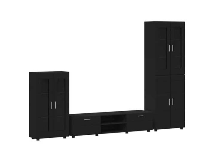 RJPLMFV TV-Möbel Florin aus Holz, Schwarz, 3-teilig, für Wohnzimmer Geräumige Aufbewahrung, minimalistisches Design, matte Oberfläche, für den Innenbereich, einfache Wartung