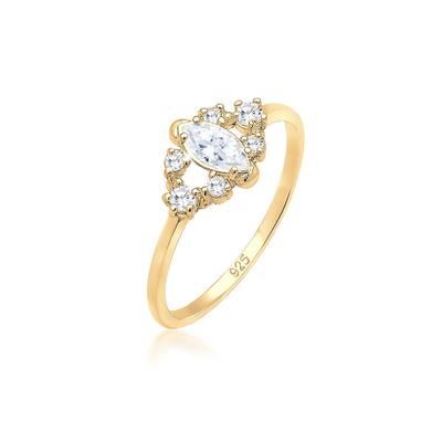 Verlobungsring ELLI "Verlobungsring Zirkonia Weiß 925 Sterling Silber" Gr. 54, gold, Fingerringe, Damen, 54mm, Silber 925 (Sterlingsilber), 1,5mm, Verlobungsring
