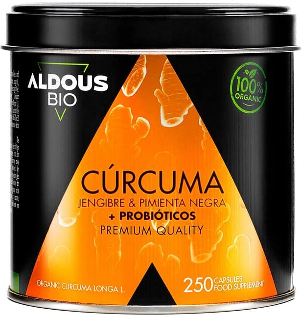 Aldous Cúrcuma Gengibre E Pimenta Preta + Probióticos 250 Caps