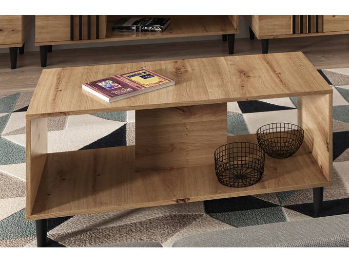 Kaffeetisch Laura Couchtisch Wohnzimmertisch Wohnzimmer Lieferung bis in die Wohnung (Eiche Artisan und schwarz )