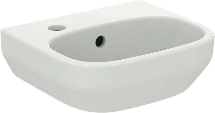 Ideal Standard life A Handwaschbecken T4515MA 35x30x15cm, mit Hahnloch und Überlauf, Hahnbank links, weiß Ideal Plus
