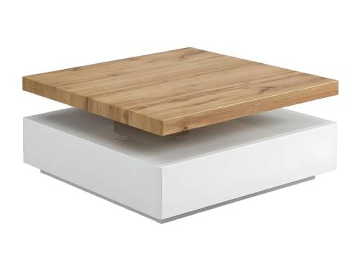 Vente-unique Couchtisch mit drehbarer Tischplatte - MDF - Weiß & Eichefarben - Kyria