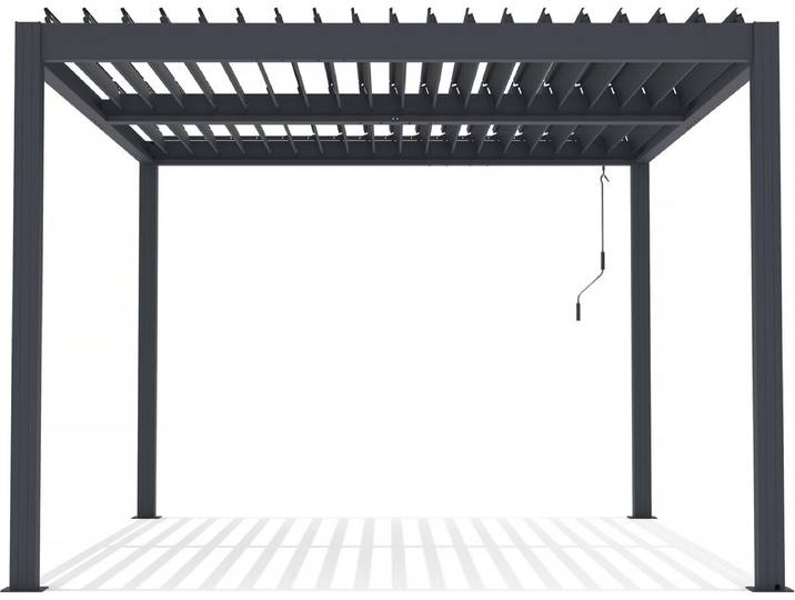 Pergola bioclimatique avec led Windsor premium en aluminium 3 x 4 - Gris