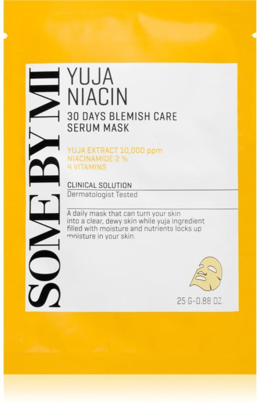Some By Mi Yuja Niacin Blemish Care Serum Mask brightening sheet mask for oily and problem skin 25 g