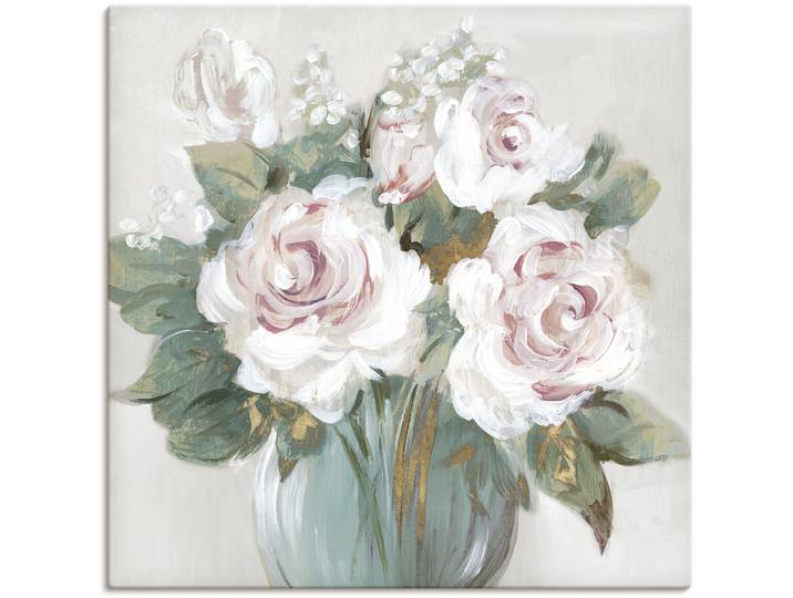 Leinwandbild ARTLAND Goldener Blumenstrauss , weiss (farbe bild(er): weiß), B:40cm H:40cm, Bilder, Leinwandbild, auf Holzrahmen gespannt