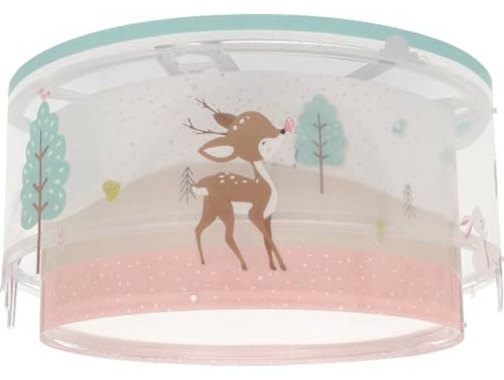 Dalber Kinderplafondlamp Liefdevolle Herten Roze, 61276M, Kinderplafondlamp, E27-2 x 15W
