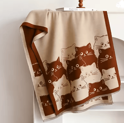 Inspire Essentials Cute Cat Jacquard Pashmina Cashmere Scarf For Women Winter Blanket Shawl 3