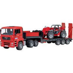 bruder MAN TGA Tieflader mit Manitou Teleskoplader Fertigmodell Baufahrzeug Modell 2774