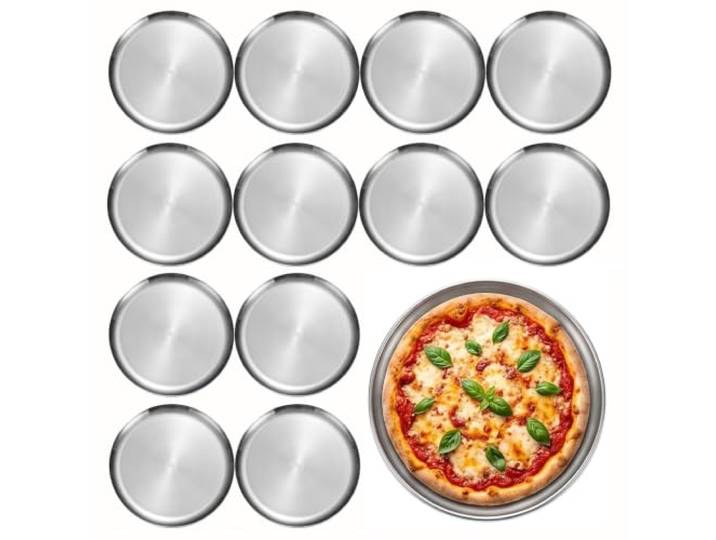 ZhuiFengAA 12er-Pack Pizzableche aus Edelstahl, 30 cm Durchmesser Runde Pizzableche Wiederverwendbare Backbleche Für Küche und Restaurant(Silver)