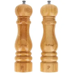 Cheffinger 2er Set Salz- Pfeffermühlen, Pfeffermühle + Salzmühle, Beige, Braun