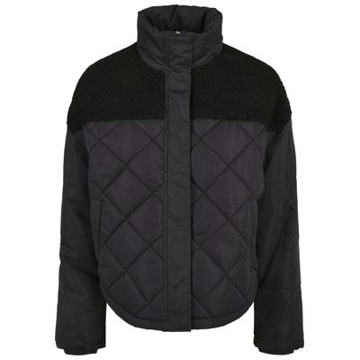 Winterjacke URBAN CLASSICS "Urban Classics Damen", Damen, Gr. L, schwarz, 100% Polyester, unifarben, oversize, amerikanischer Ausschnitt, Jacken Winterjacke
