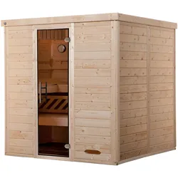 Weka Premium Massivholz-Elementsauna Kemi 3 mit Glastür - 45 mm Ohne Ofen