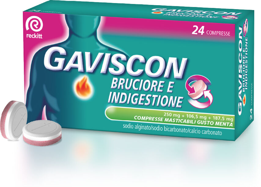 Gaviscon Bruciore E Indigestione 24Cpr Gusto Menta