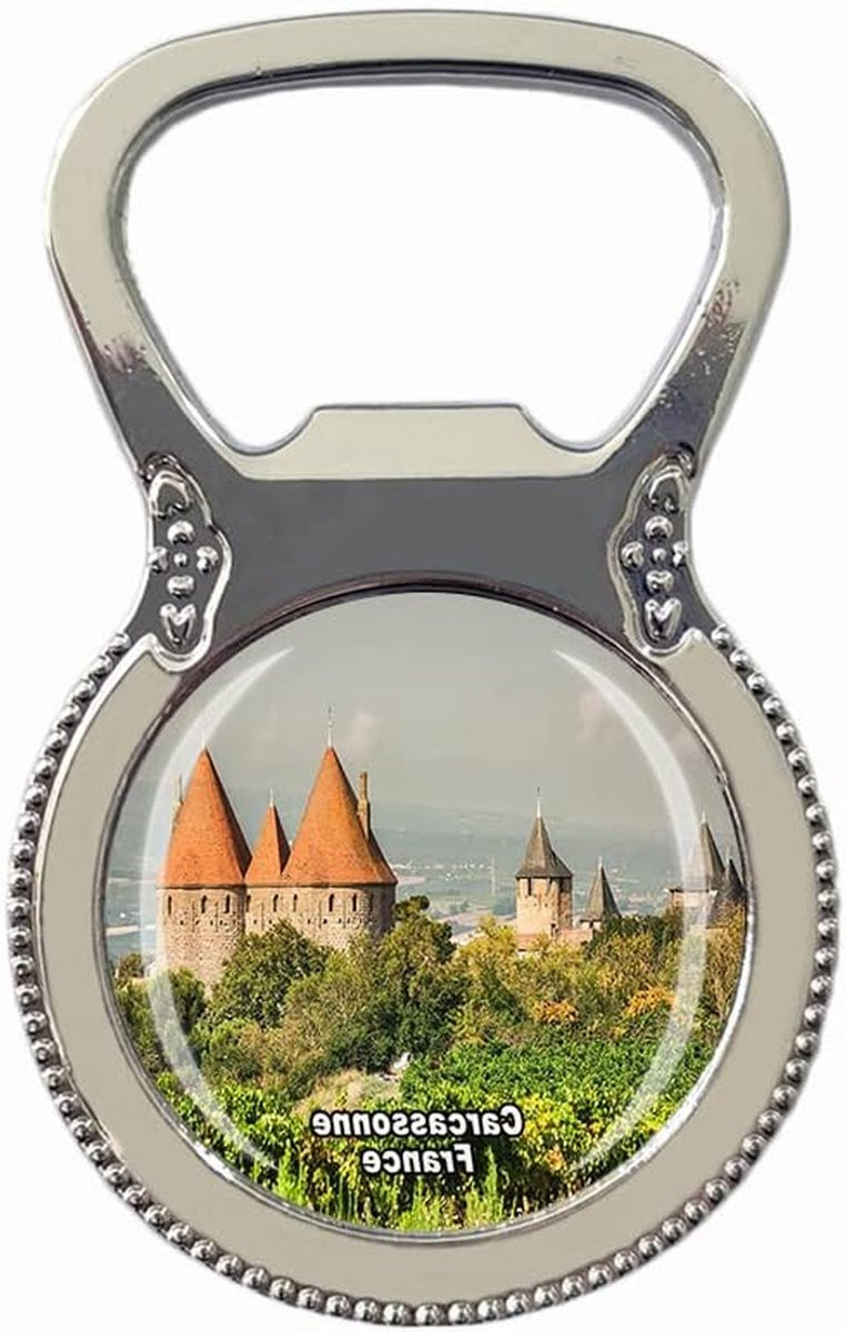 Koelkastmagneet Flesopener Frankrijk Souvenir van Kristalglas en Metaal - 4 x 65 cm