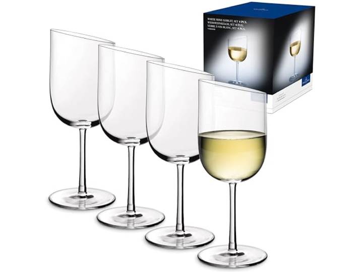 Villeroy & Boch - NewMoon Verre à Vin Blanc Set 4 Pièces Transparent\, Garanti Lave-Vaisselle\, Service à Vin Blanc\, Ensemble de Verres\, Set de Verres\, Cristallin