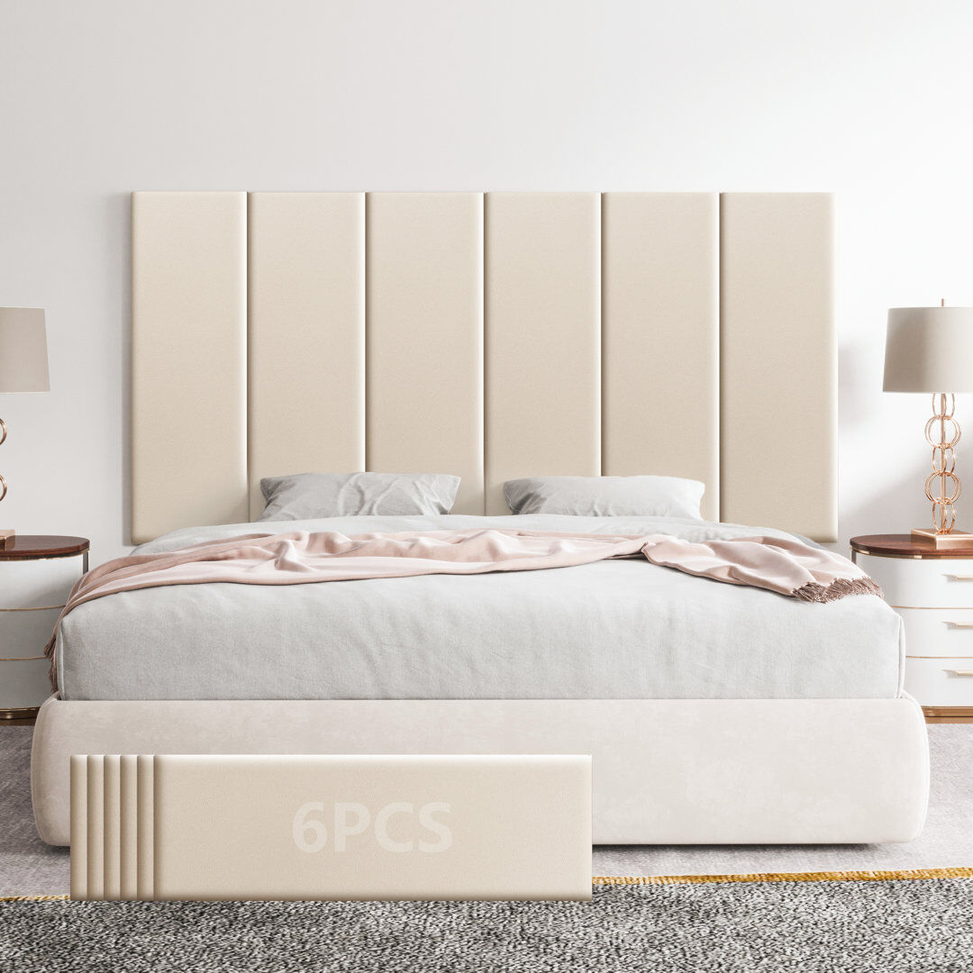 WOWMAX Faux Leather Peel Stick Wall Panels Beige 30cm H x 90cm W