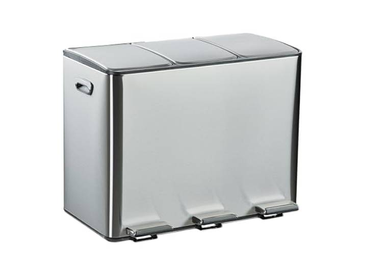 Relaxdays Mülleimer, 3 Fächer, je 15 l, entnehmbare Inneneimer, Silber