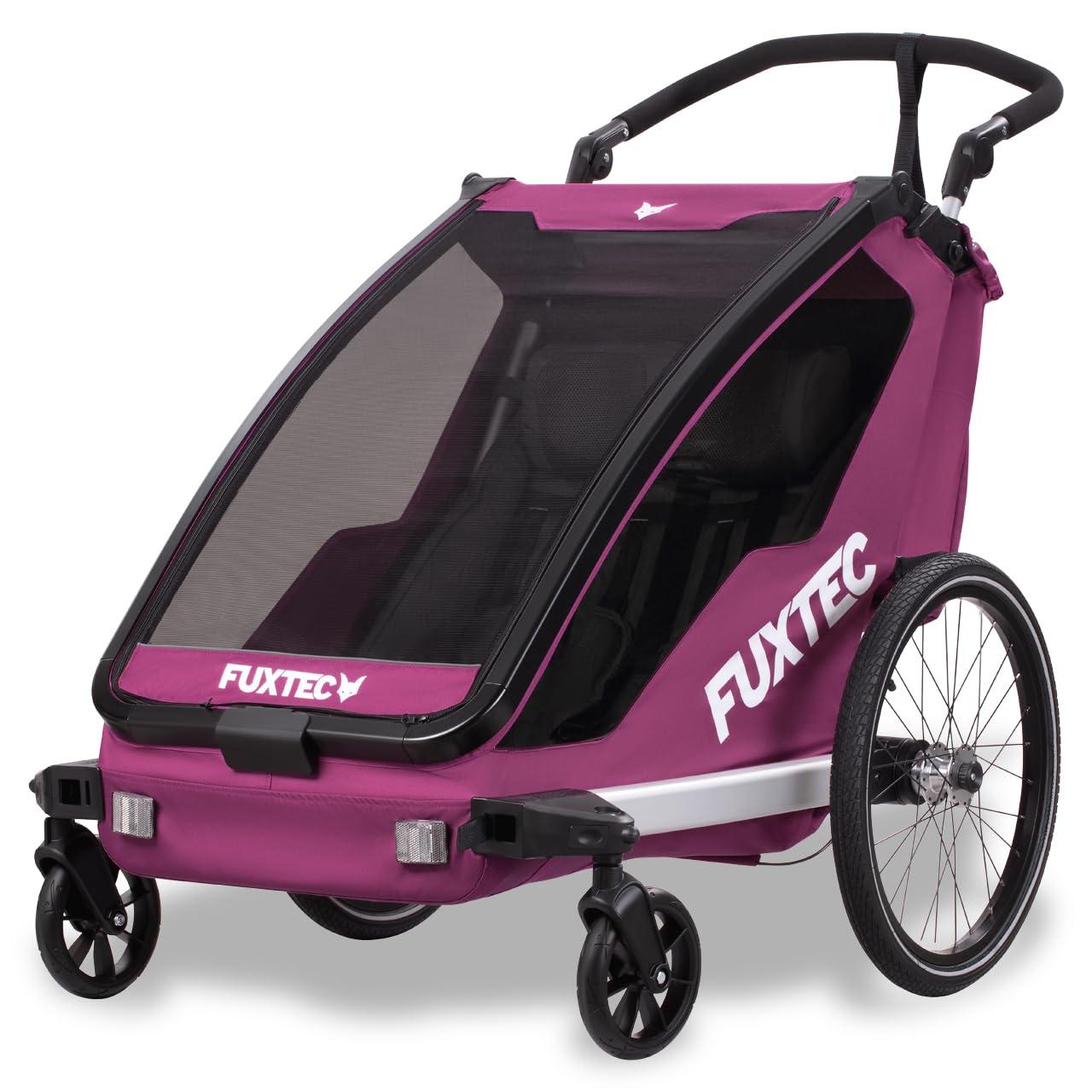 Fahrradanhänger Kinderanhänger Buggy - 2 Sitzplätze - Faltbar - Lila - Mit Regen- und Sonnenschutz