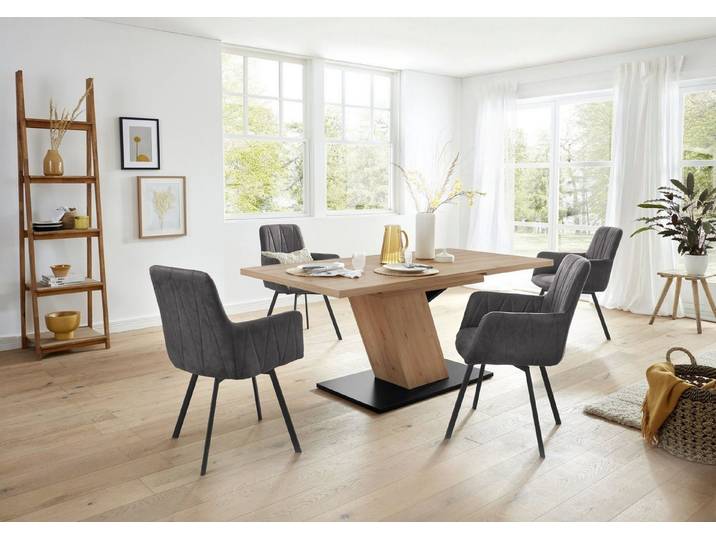 HELA Essgruppe GESA, (5-tlg., 1 Tisch / 4 Stühle), Tischplatte ausziehbar, Stuhl 360 Grad drehbar