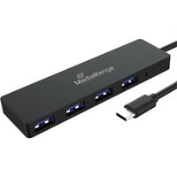 USB Type-C auf USB 3.0 Verteiler 1:4, bus-gespeist, USB-Hub schwarz