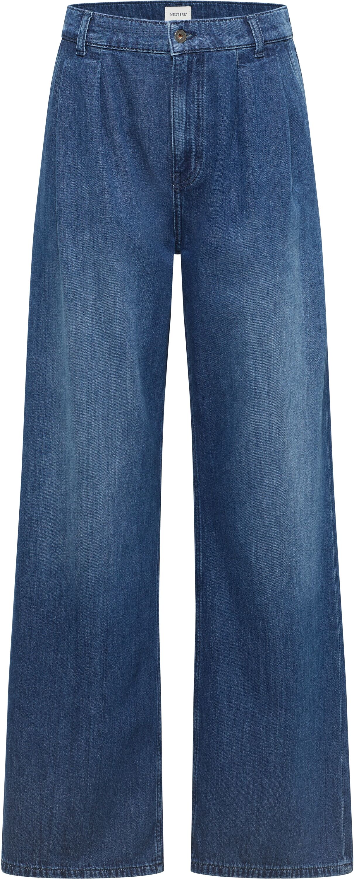 Weite Jeans MUSTANG "Damen Style Luise Wide", Damen, Gr. 31, Länge 32, blau (501 mittelblau), Denim/Jeans, 100% Baumwolle, unifarben, weit, Jeans Weite Jeans 501 mittelblau 31, Länge 32