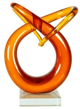 Dale Tiffany Amber Brown Orbit Handcrafted Art Glass Sculpture - N/A