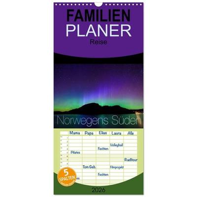 Familienplaner 2026 - Norwegens Süden mit 5 Spalten (Wandkalender, 21 x 45 cm) CALVENDO