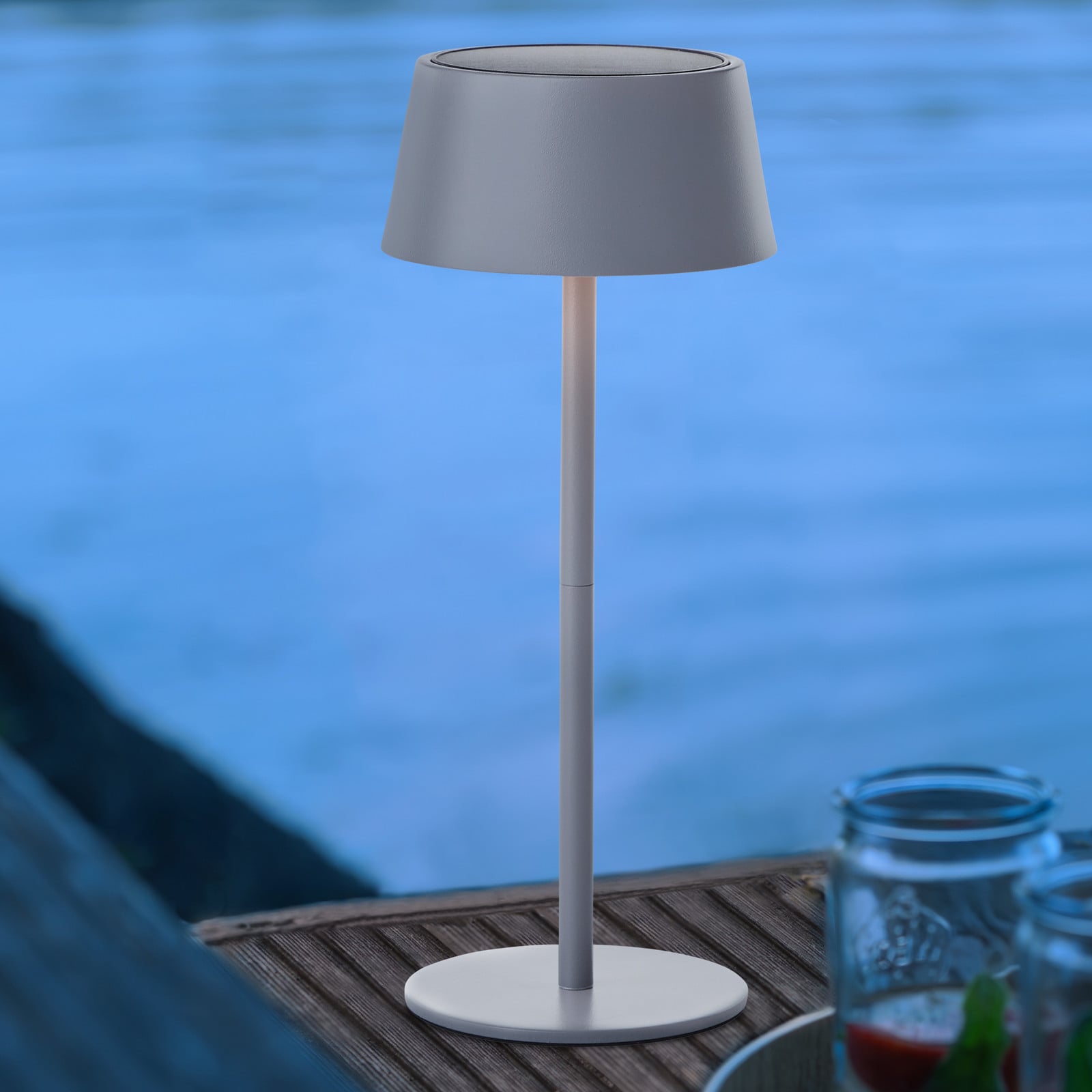 Brilliant Solar Buitenlamp voor op tafel, Grijs, LED, 4W, 300lm, 3000K, IP44